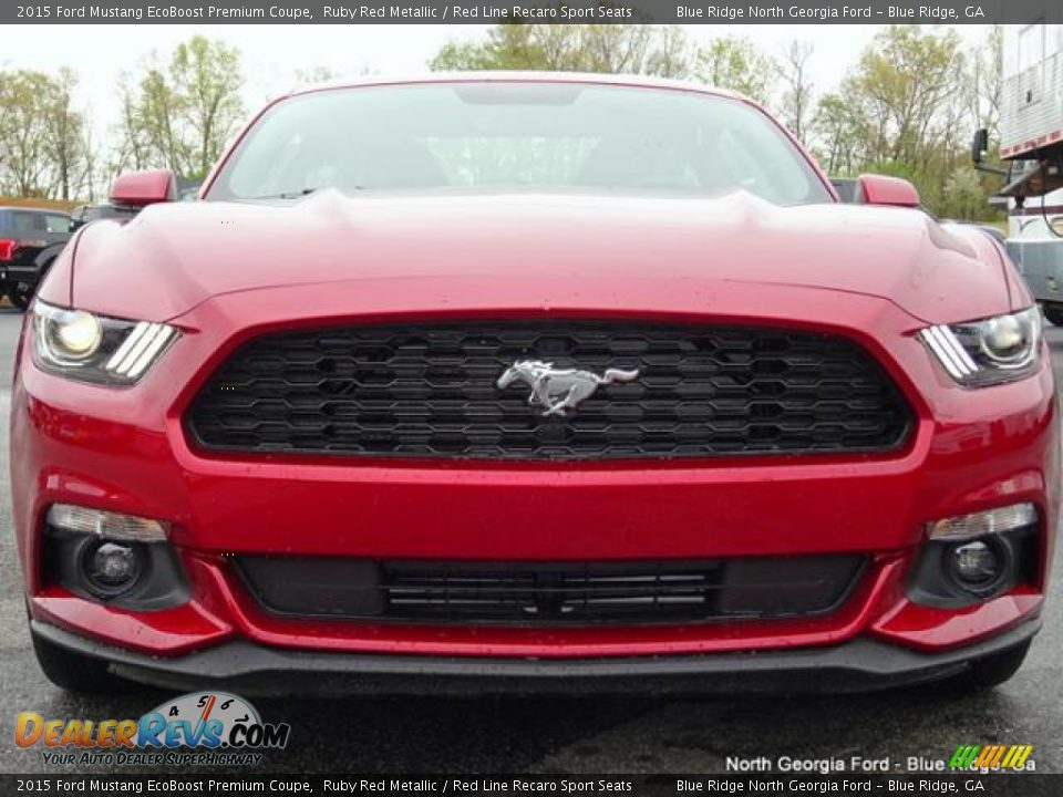 2015 Ford Mustang EcoBoost Premium Coupe Ruby Red Metallic / Red Line Recaro Sport Seats Photo #8