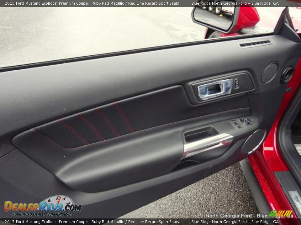 2015 Ford Mustang EcoBoost Premium Coupe Ruby Red Metallic / Red Line Recaro Sport Seats Photo #11