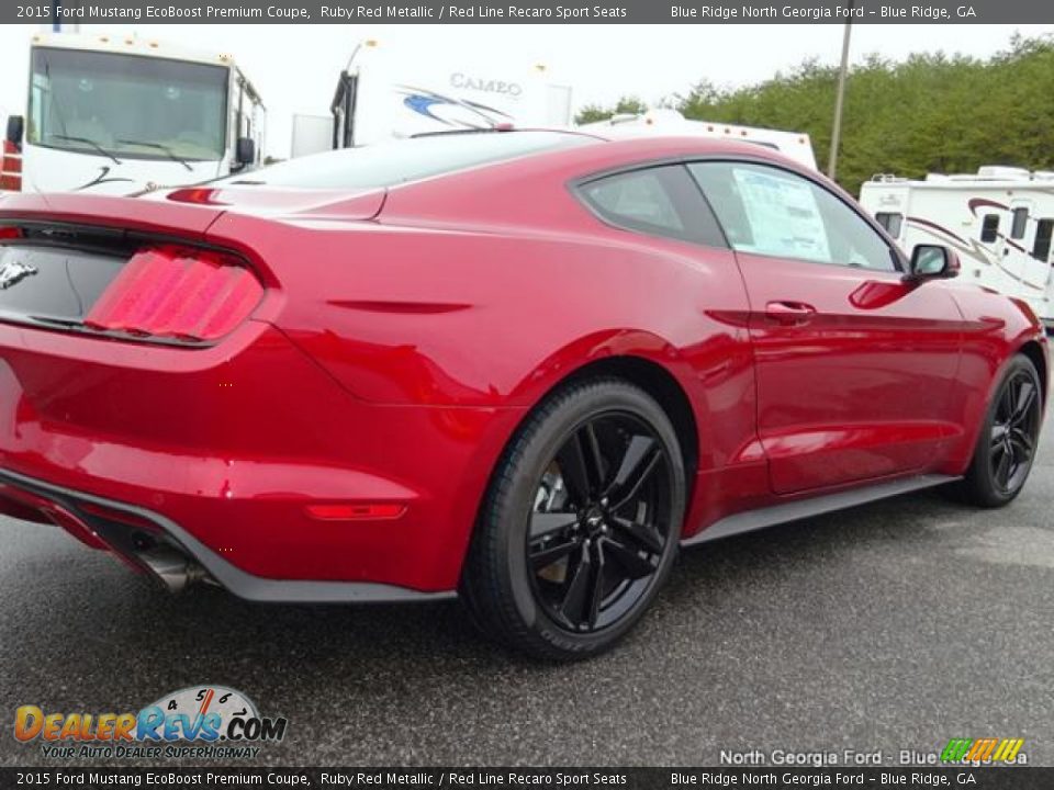 2015 Ford Mustang EcoBoost Premium Coupe Ruby Red Metallic / Red Line Recaro Sport Seats Photo #31