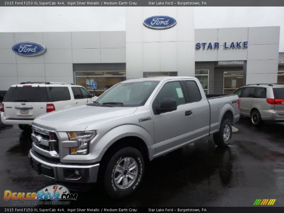 2015 Ford F150 XL SuperCab 4x4 Ingot Silver Metallic / Medium Earth Gray Photo #1