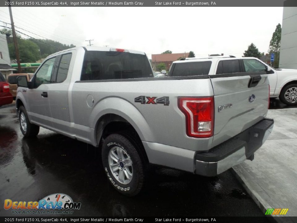 2015 Ford F150 XL SuperCab 4x4 Ingot Silver Metallic / Medium Earth Gray Photo #3
