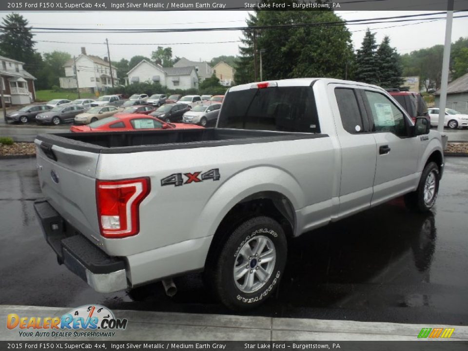 2015 Ford F150 XL SuperCab 4x4 Ingot Silver Metallic / Medium Earth Gray Photo #6