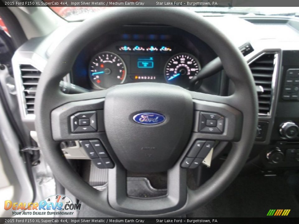 2015 Ford F150 XL SuperCab 4x4 Ingot Silver Metallic / Medium Earth Gray Photo #17