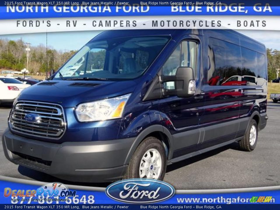 2015 Ford Transit Wagon XLT 350 MR Long Blue Jeans Metallic / Pewter Photo #1