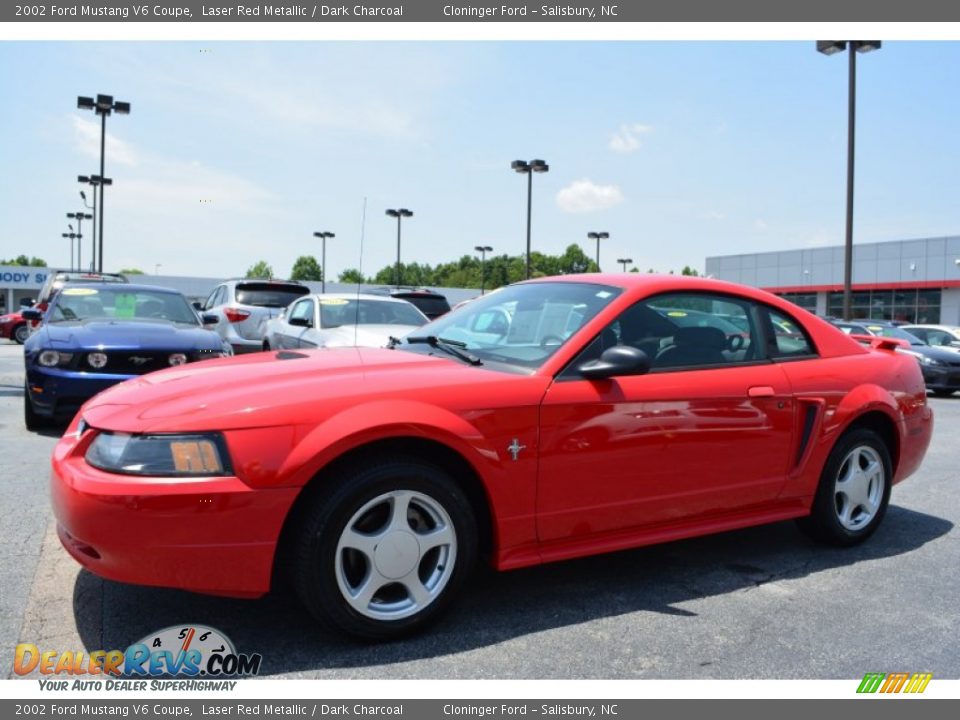 2002 Ford Mustang V6 Coupe Laser Red Metallic / Dark Charcoal Photo #7