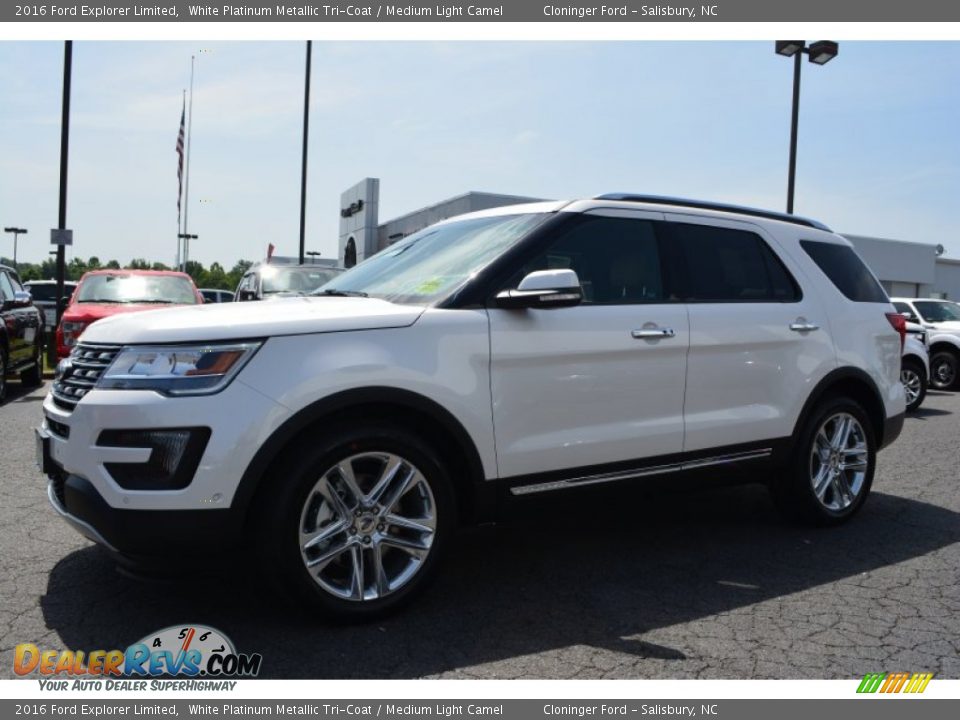 2016 Ford Explorer Limited White Platinum Metallic Tri-Coat / Medium Light Camel Photo #3