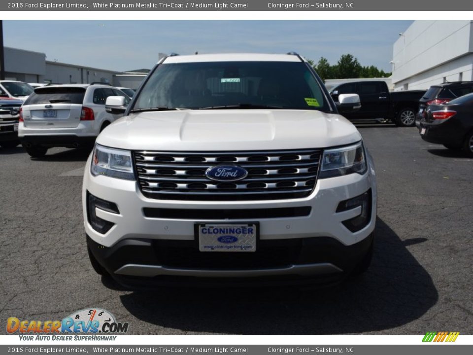 2016 Ford Explorer Limited White Platinum Metallic Tri-Coat / Medium Light Camel Photo #4