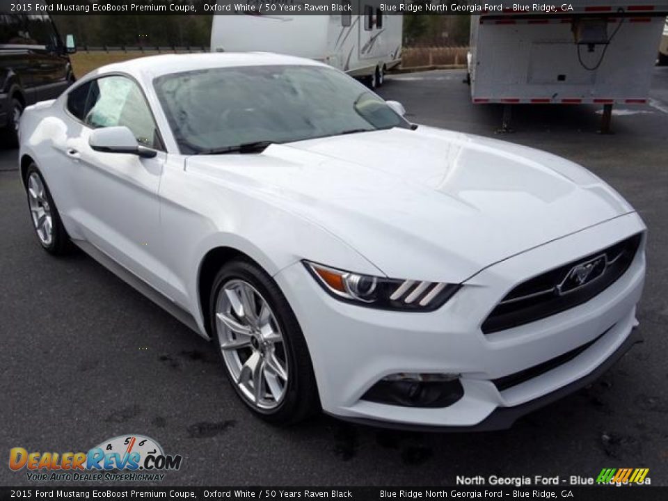 2015 Ford Mustang EcoBoost Premium Coupe Oxford White / 50 Years Raven Black Photo #7