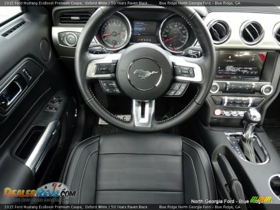 2015 Ford Mustang EcoBoost Premium Coupe Oxford White / 50 Years Raven Black Photo #15