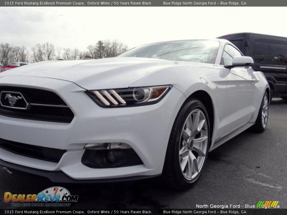 2015 Ford Mustang EcoBoost Premium Coupe Oxford White / 50 Years Raven Black Photo #28