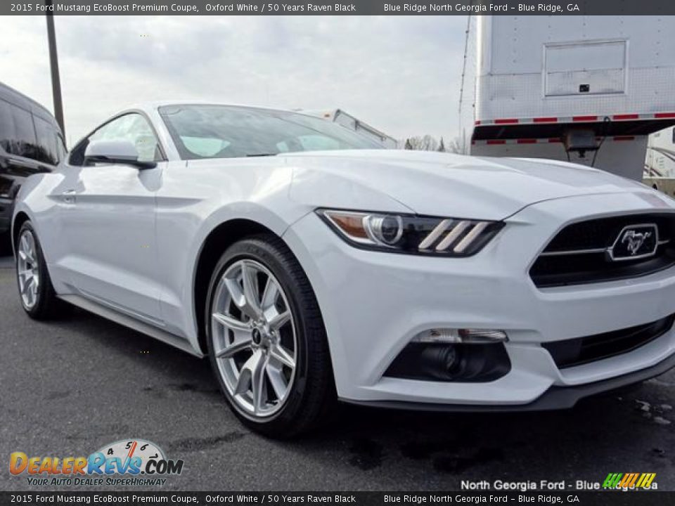 2015 Ford Mustang EcoBoost Premium Coupe Oxford White / 50 Years Raven Black Photo #29