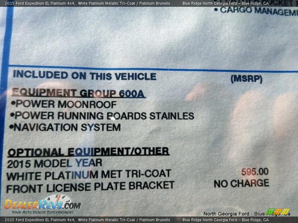 2015 Ford Expedition EL Platinum 4x4 White Platinum Metallic Tri-Coat / Platinum Brunello Photo #31