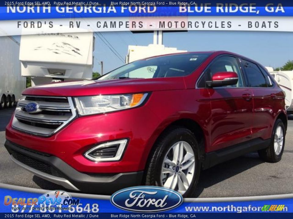 2015 Ford Edge SEL AWD Ruby Red Metallic / Dune Photo #1