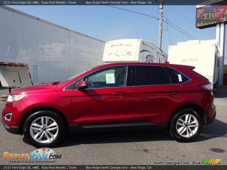 2015 Ford Edge SEL AWD Ruby Red Metallic / Dune Photo #2