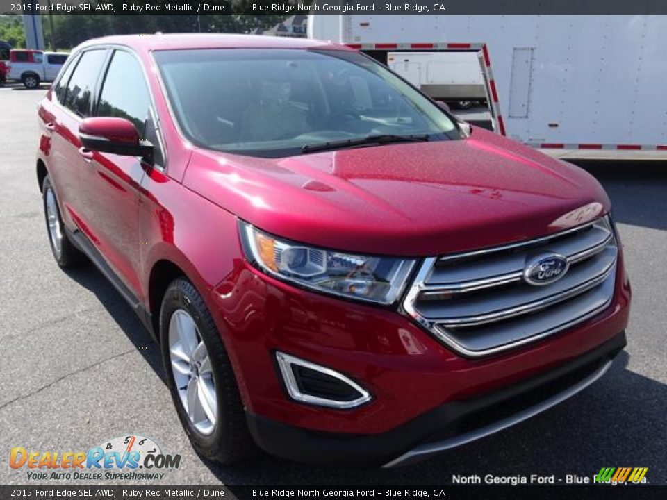 2015 Ford Edge SEL AWD Ruby Red Metallic / Dune Photo #7