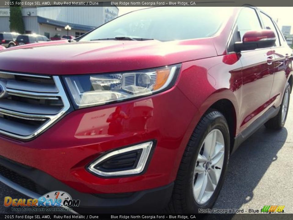 2015 Ford Edge SEL AWD Ruby Red Metallic / Dune Photo #34