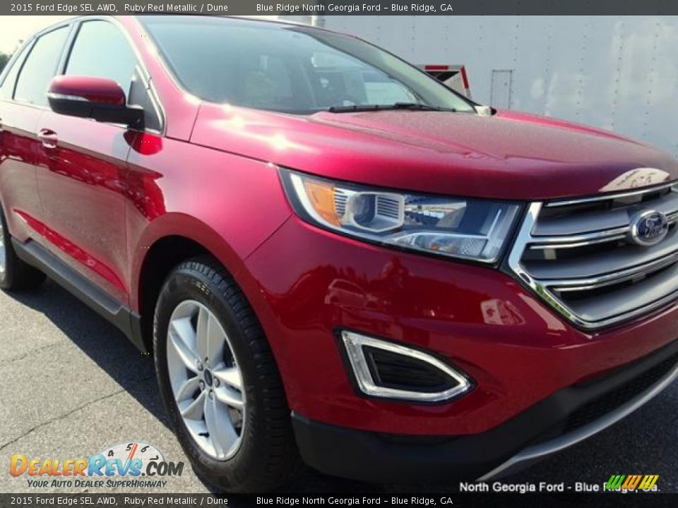 2015 Ford Edge SEL AWD Ruby Red Metallic / Dune Photo #35