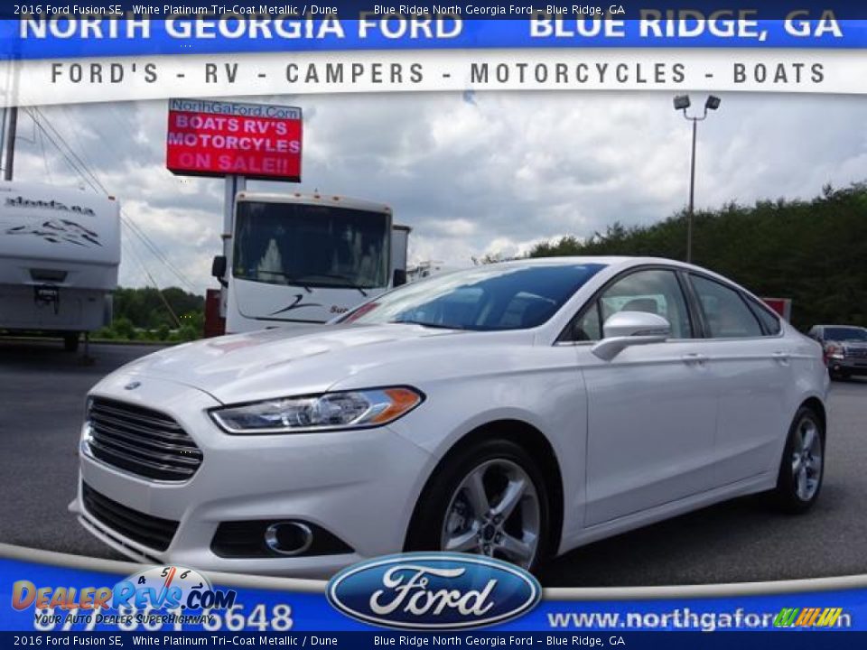 2016 Ford Fusion SE White Platinum Tri-Coat Metallic / Dune Photo #1