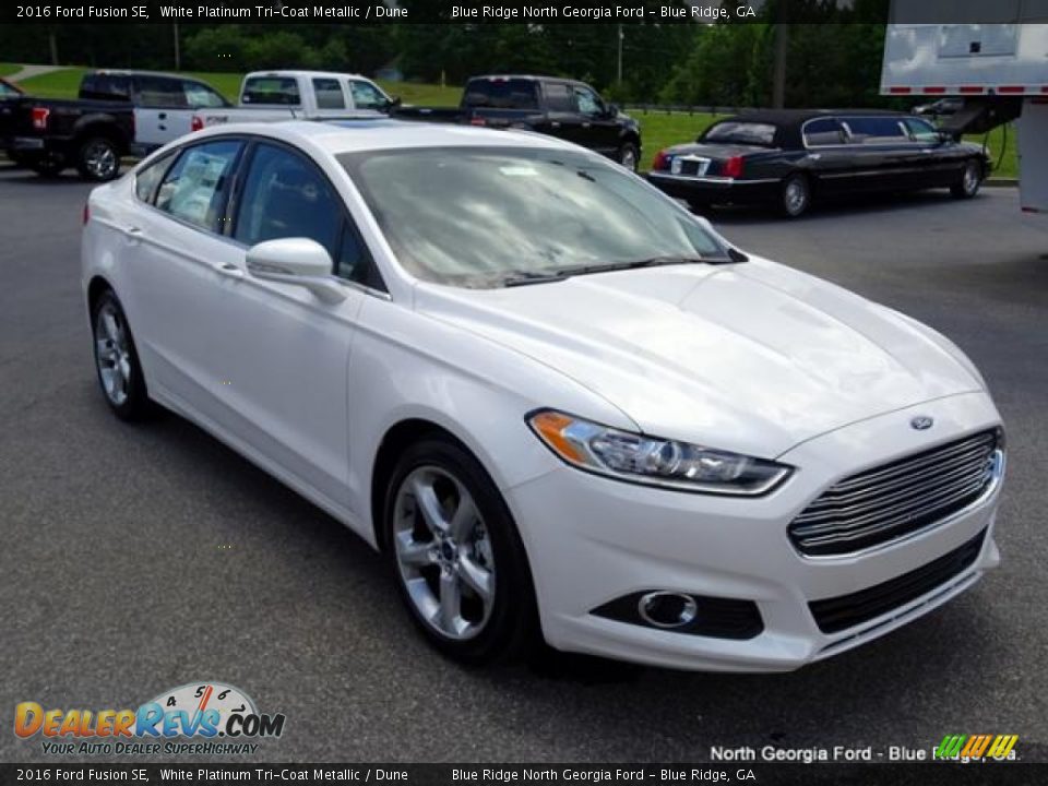 2016 Ford Fusion SE White Platinum Tri-Coat Metallic / Dune Photo #7