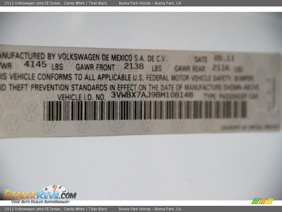 2011 Volkswagen Jetta SE Sedan Candy White / Titan Black Photo #30