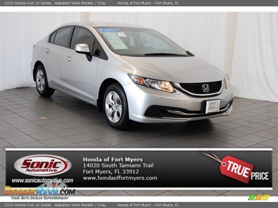 2013 Honda Civic LX Sedan Alabaster Silver Metallic / Gray Photo #1