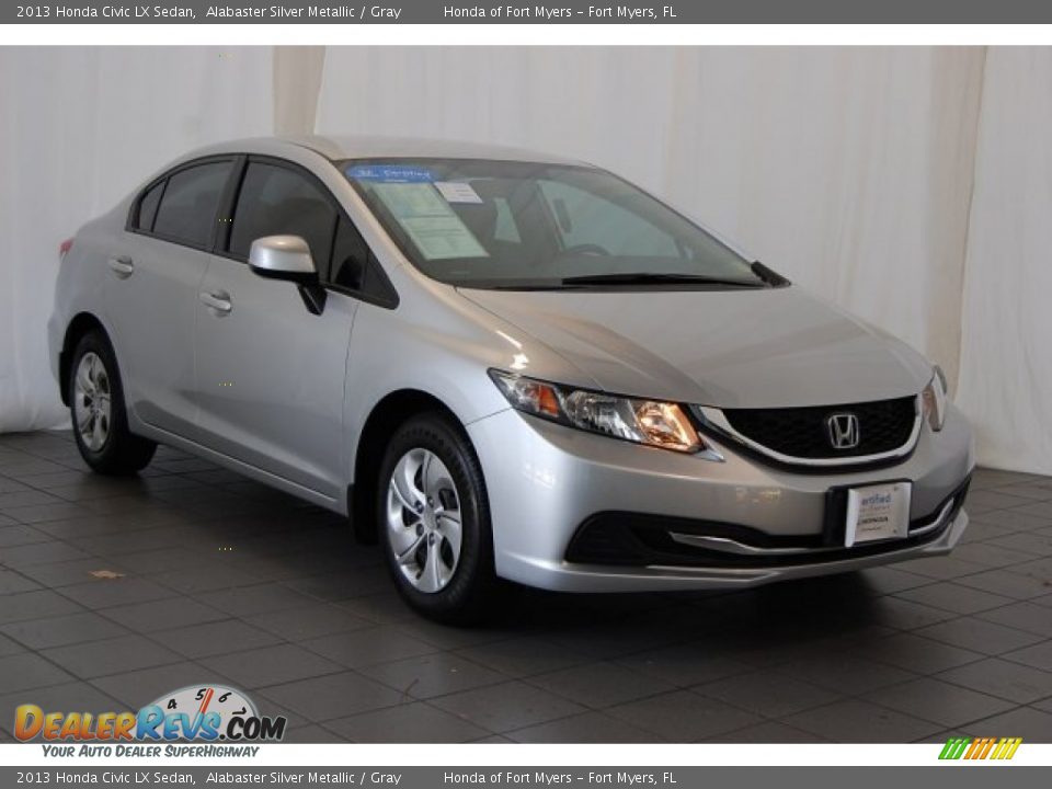 2013 Honda Civic LX Sedan Alabaster Silver Metallic / Gray Photo #2