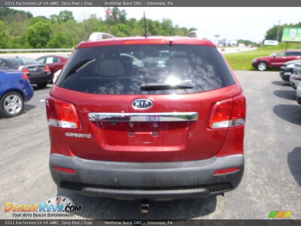 2011 Kia Sorento LX V6 AWD Spicy Red / Gray Photo #4