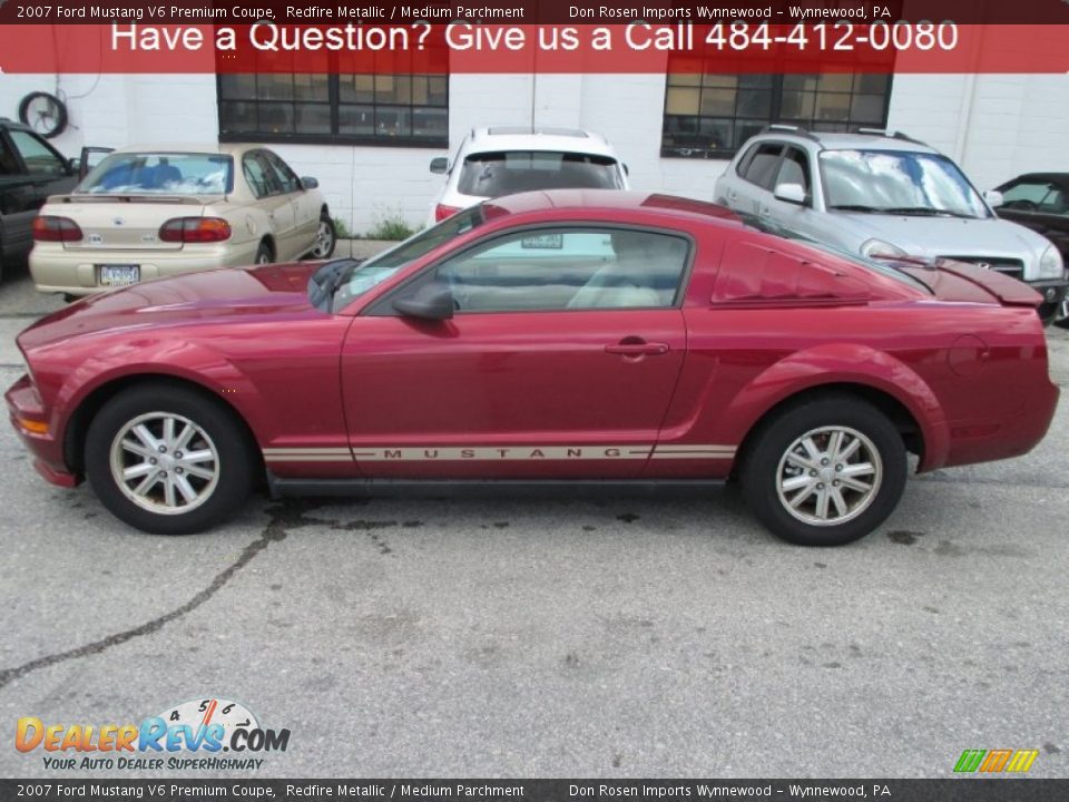 2007 Ford Mustang V6 Premium Coupe Redfire Metallic / Medium Parchment Photo #2