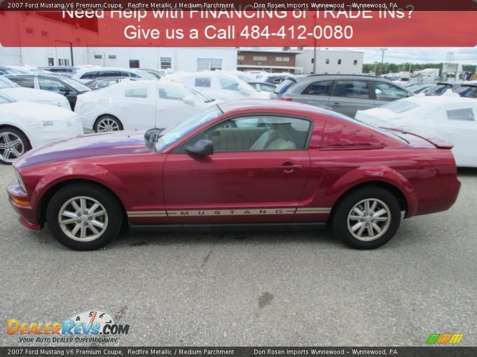 2007 Ford Mustang V6 Premium Coupe Redfire Metallic / Medium Parchment Photo #7