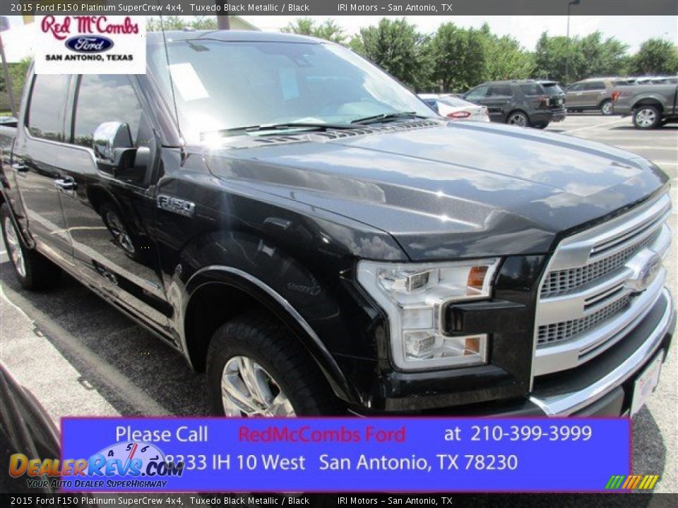 2015 Ford F150 Platinum SuperCrew 4x4 Tuxedo Black Metallic / Black Photo #1