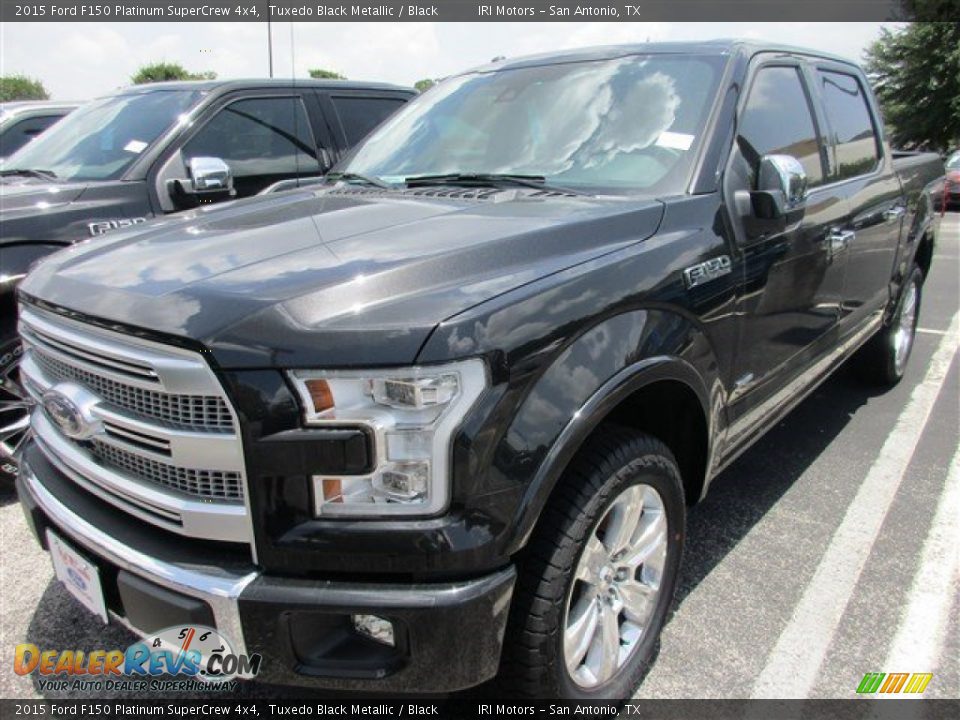 2015 Ford F150 Platinum SuperCrew 4x4 Tuxedo Black Metallic / Black Photo #2