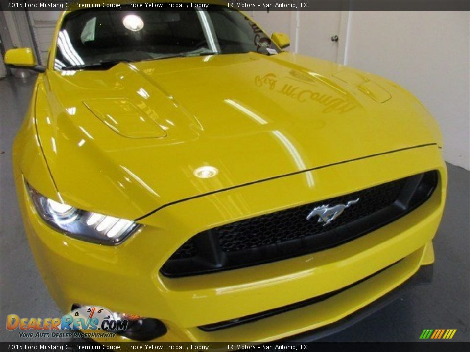 2015 Ford Mustang GT Premium Coupe Triple Yellow Tricoat / Ebony Photo #2