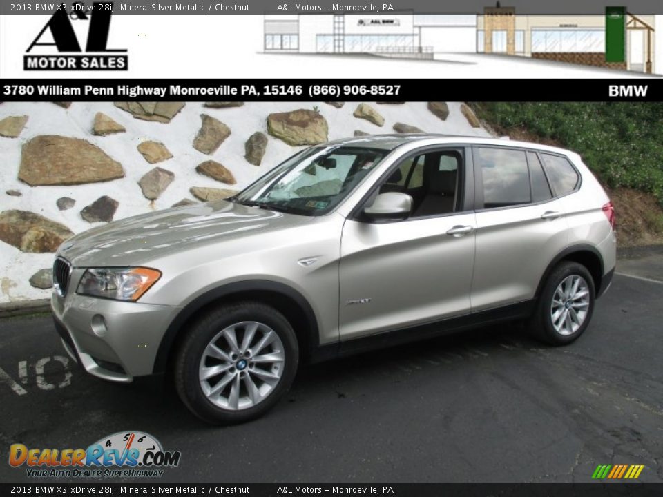 2013 BMW X3 xDrive 28i Mineral Silver Metallic / Chestnut Photo #1