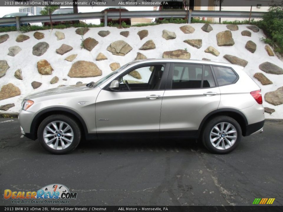 2013 BMW X3 xDrive 28i Mineral Silver Metallic / Chestnut Photo #2