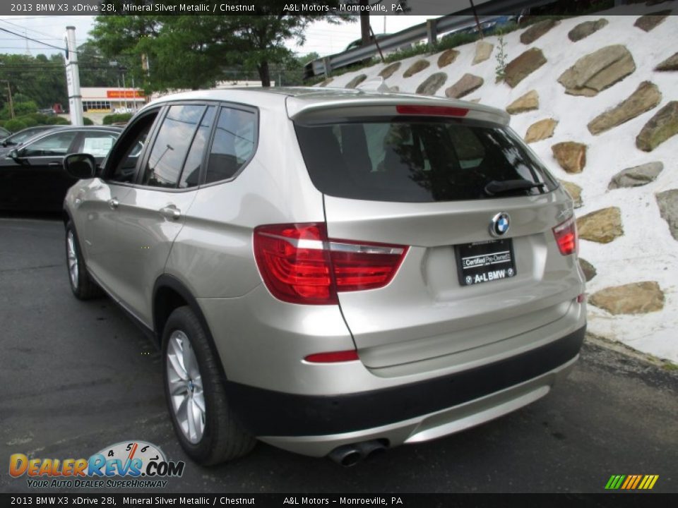 2013 BMW X3 xDrive 28i Mineral Silver Metallic / Chestnut Photo #4