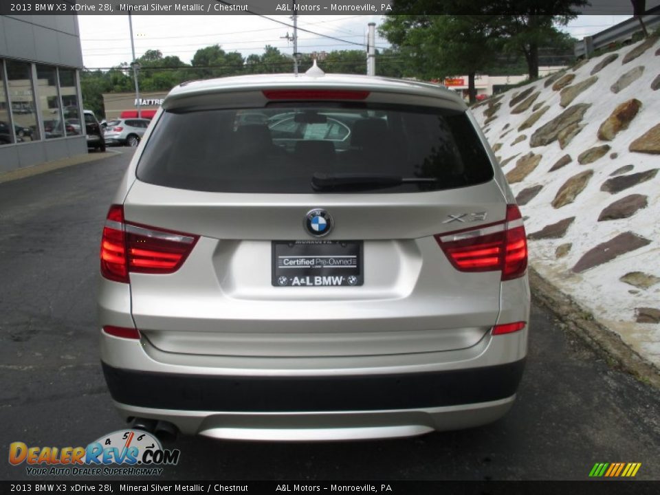 2013 BMW X3 xDrive 28i Mineral Silver Metallic / Chestnut Photo #5