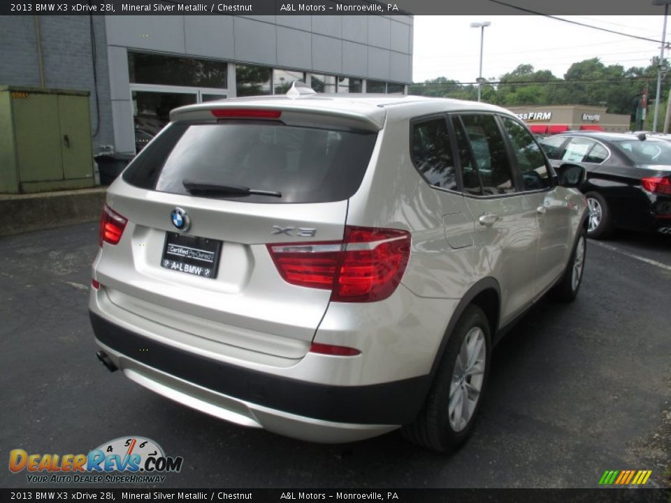 2013 BMW X3 xDrive 28i Mineral Silver Metallic / Chestnut Photo #6