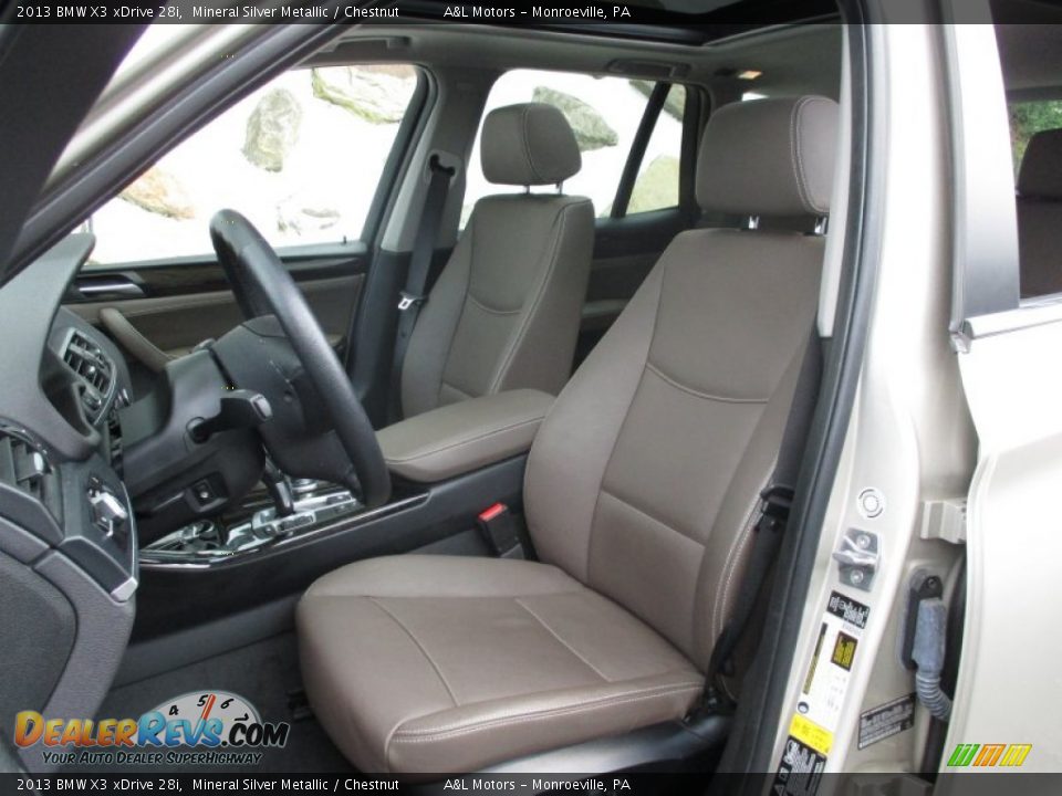 2013 BMW X3 xDrive 28i Mineral Silver Metallic / Chestnut Photo #12