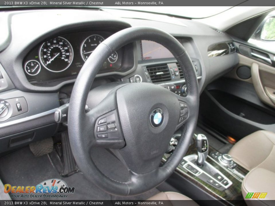 2013 BMW X3 xDrive 28i Mineral Silver Metallic / Chestnut Photo #14