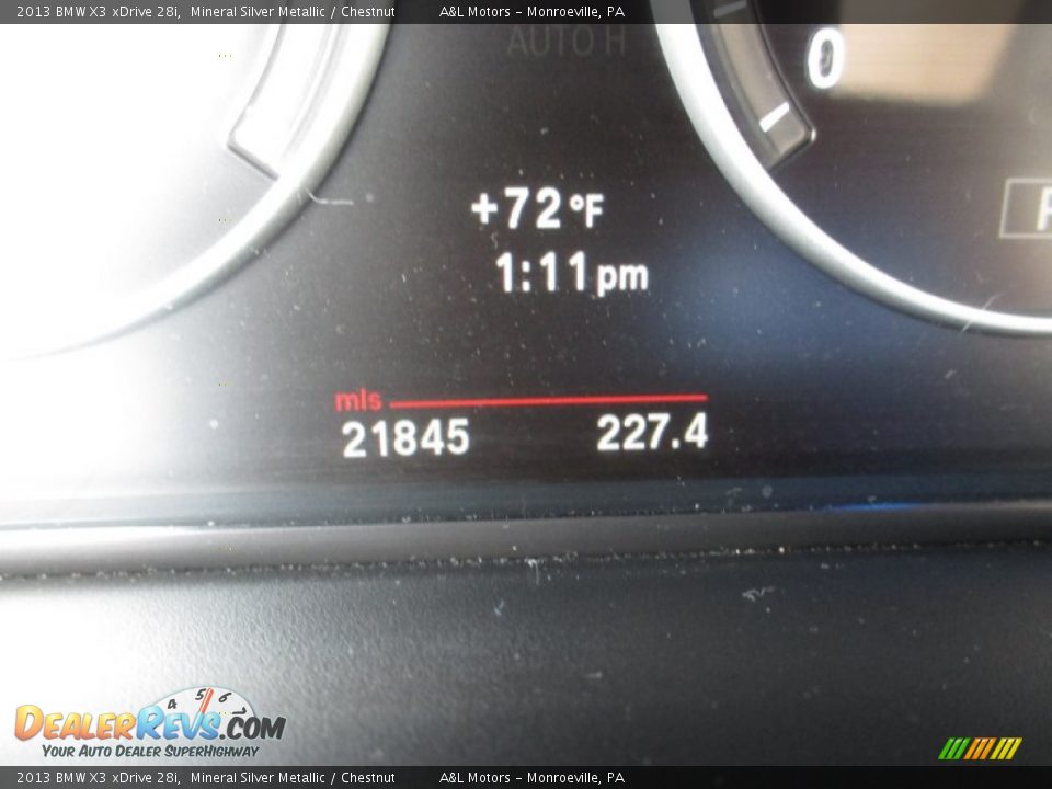 2013 BMW X3 xDrive 28i Mineral Silver Metallic / Chestnut Photo #20