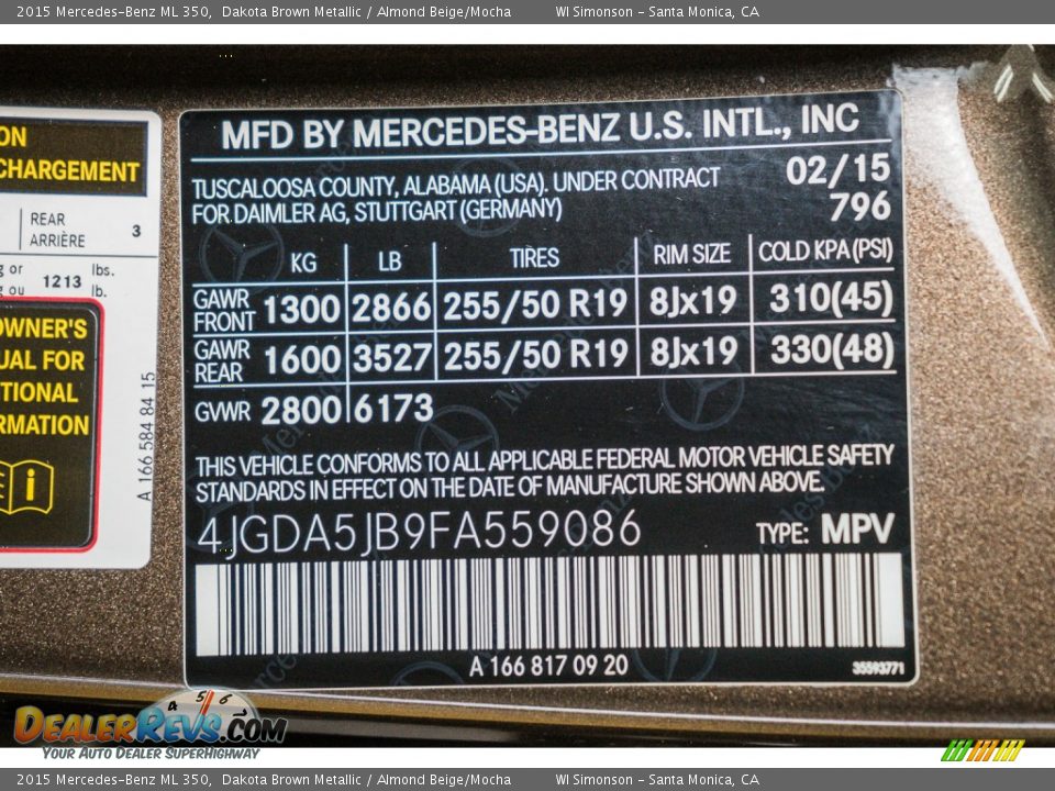 2015 Mercedes-Benz ML 350 Dakota Brown Metallic / Almond Beige/Mocha Photo #21