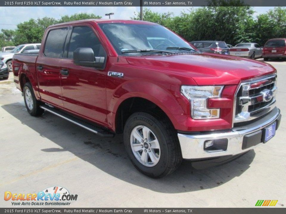 2015 Ford F150 XLT SuperCrew Ruby Red Metallic / Medium Earth Gray Photo #1