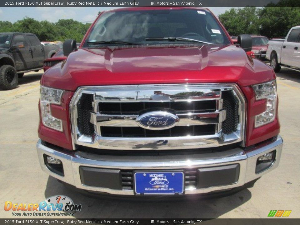 2015 Ford F150 XLT SuperCrew Ruby Red Metallic / Medium Earth Gray Photo #7