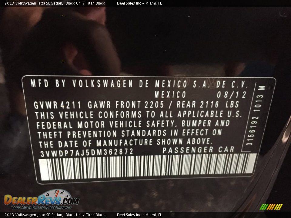 2013 Volkswagen Jetta SE Sedan Black Uni / Titan Black Photo #15