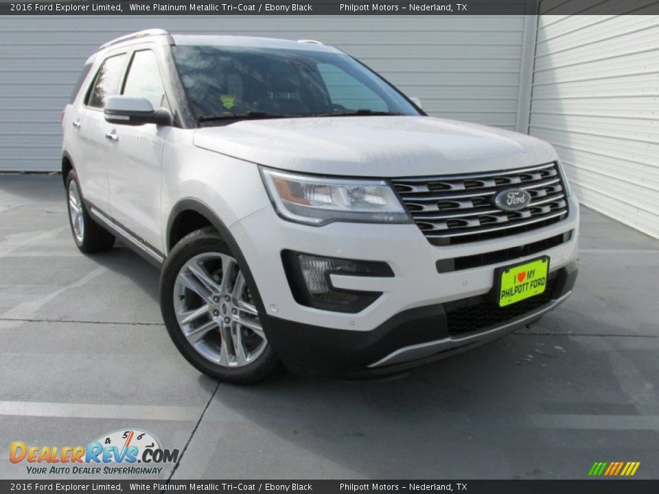 2016 Ford Explorer Limited White Platinum Metallic Tri-Coat / Ebony Black Photo #2