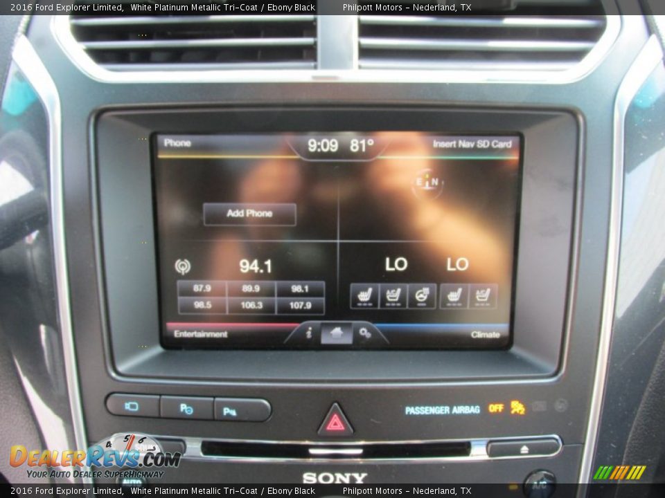 2016 Ford Explorer Limited White Platinum Metallic Tri-Coat / Ebony Black Photo #30