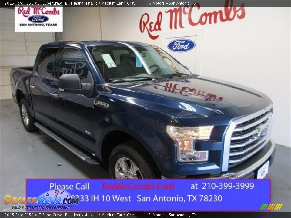 2015 Ford F150 XLT SuperCrew Blue Jeans Metallic / Medium Earth Gray Photo #1
