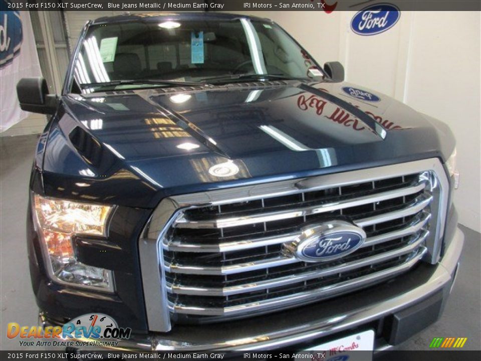 2015 Ford F150 XLT SuperCrew Blue Jeans Metallic / Medium Earth Gray Photo #2