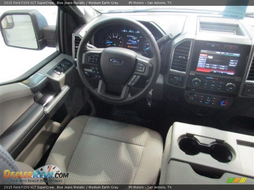 2015 Ford F150 XLT SuperCrew Blue Jeans Metallic / Medium Earth Gray Photo #11