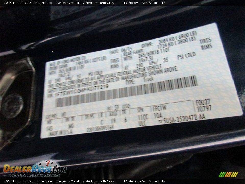 2015 Ford F150 XLT SuperCrew Blue Jeans Metallic / Medium Earth Gray Photo #15